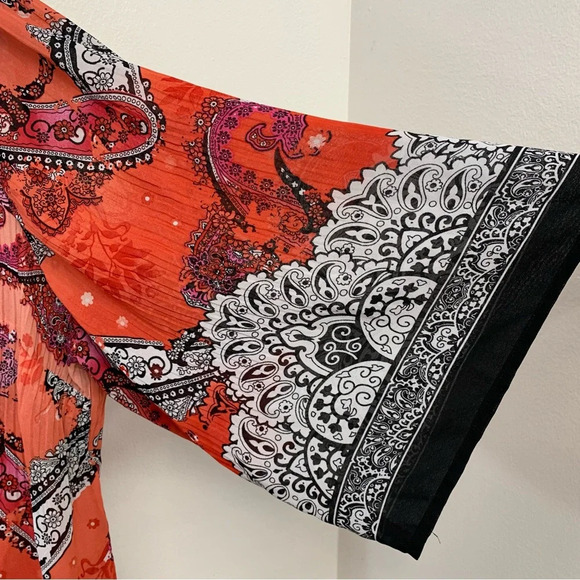 Avenue Blouse Woman 22/24 Floral Colorful Beaded Flare Sleeve Boho Travel Office - Picture 3 of 10